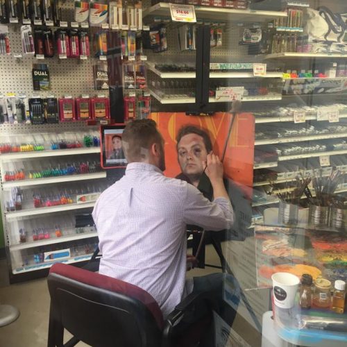 An Artist Painting inside Jerry's Artarama Art Supply Store in Wilmington, DE