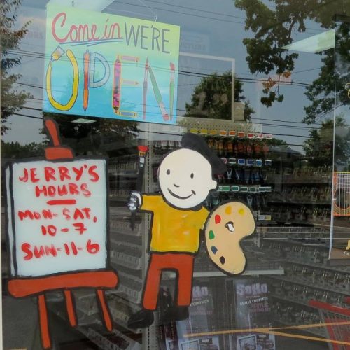 Paintings on the Window of Jerry's Artarama Art Supply Store in Lawrenceville, NJ