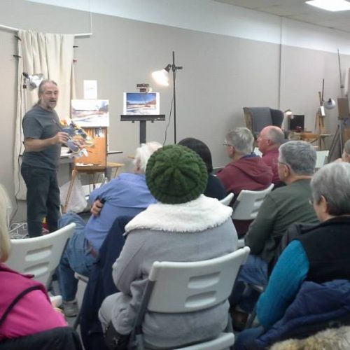 People Attending a Painting Workshop at Jerry's Artarama of Lawrenceville, NJ