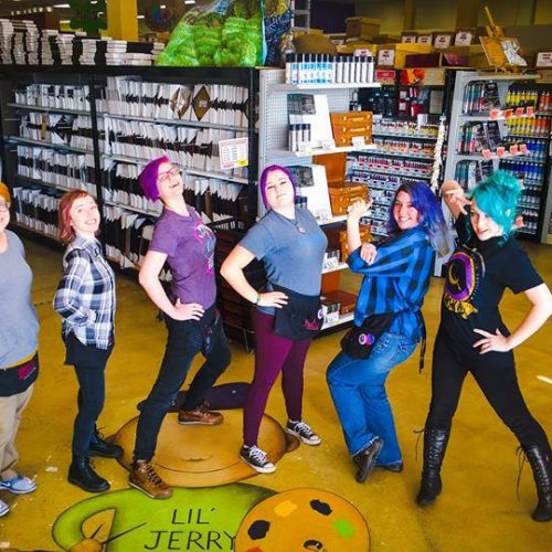 The Staff at Jerry's Artarama Art Supply Store in Raleigh, NC Posing Together